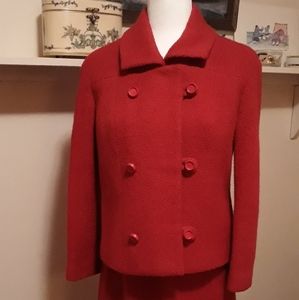 Vintage red wool skirt/suit